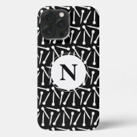 Knitting Needles Crafts Monogram Dark iPhone Case