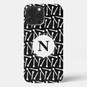 Knitting Needles Crafts Monogram Dark iPhone Case