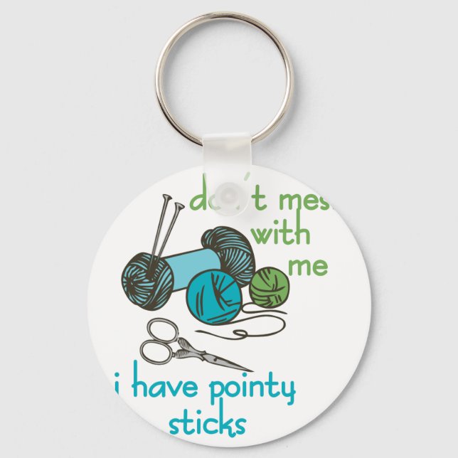 Knitting Needles Key Ring (Front)