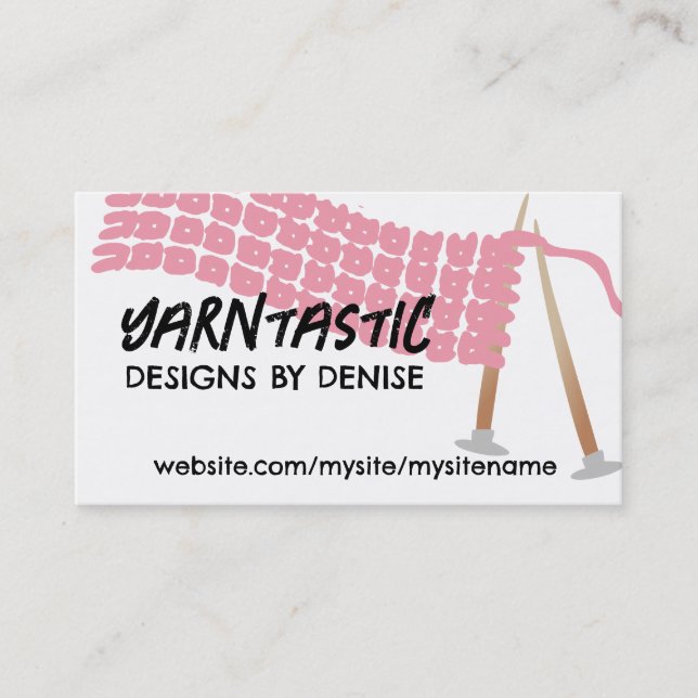 Knitting needles scarf olive brown business cards (Front)