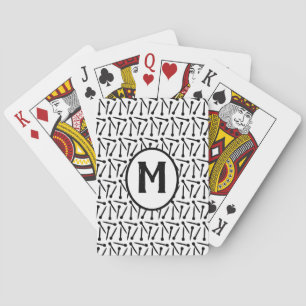 Knitting Needles w/ Initial Craft Lover White Playing Cards