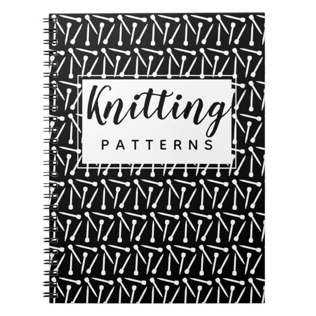 Knitting Needles Yarn & Crafts Pattern Dark Notebook (Front)
