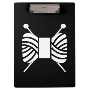 Knitting Needles & Yarn Skein {Dark} Clipboard