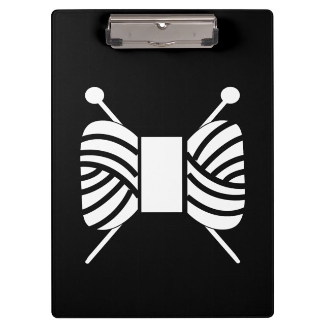 Knitting Needles & Yarn Skein {Dark} Clipboard (Front)