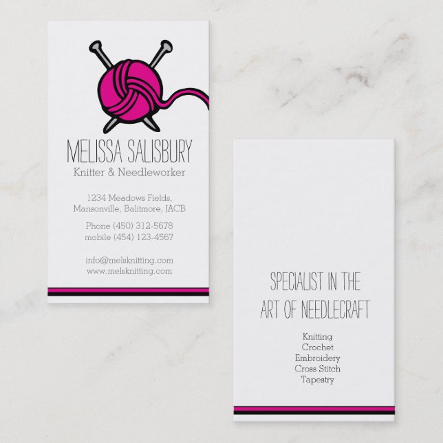 Knitting needlework business cards (Front/Back)