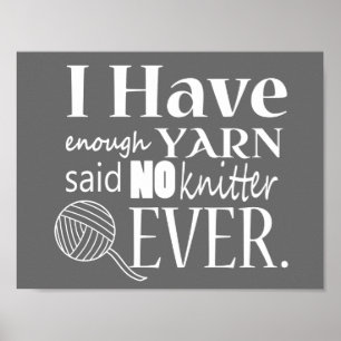 Knitting • Not Enough Yarn Crafts {Dark} Poster