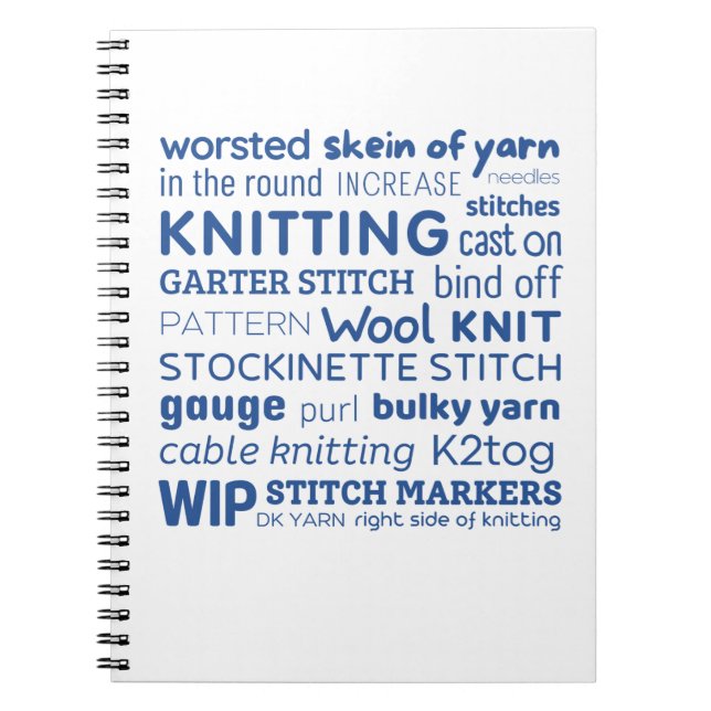 Knitting Notebook - Knitter's Word Collage (Front)