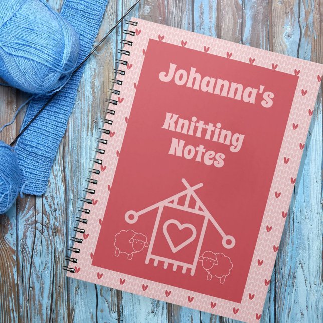 Knitting notes pink hearts and sheep notebook (Creator Uploaded)