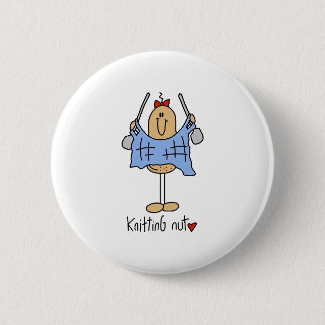 Knitting Nut 6 Cm Round Badge (Front)