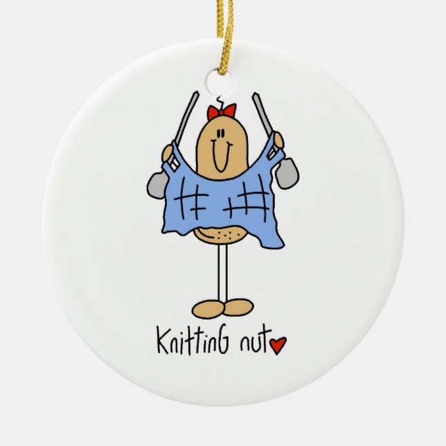 Knitting Nut T-shirts and Gifts Ceramic Ornament (Front)