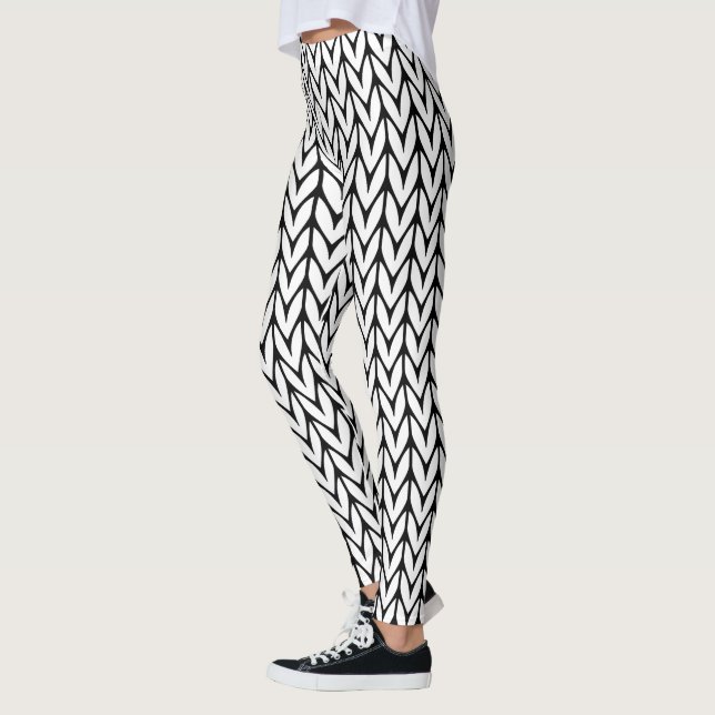 Knitting Pattern Black and White Decor on Leggings (Left)