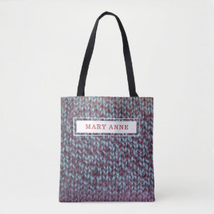 Knitting Purple Personalised Tote Bag