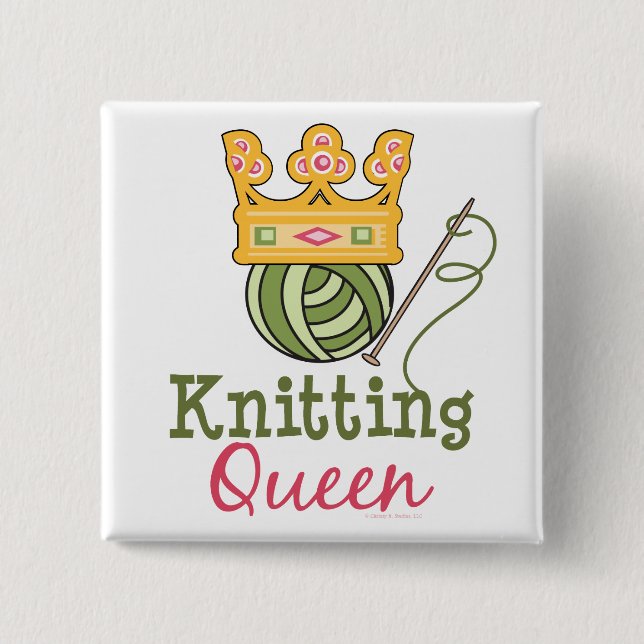 Knitting Queen Button (Front)
