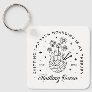 Knitting queen funny yarn hoarder key ring