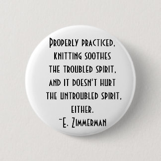 knitting quote 6 cm round badge