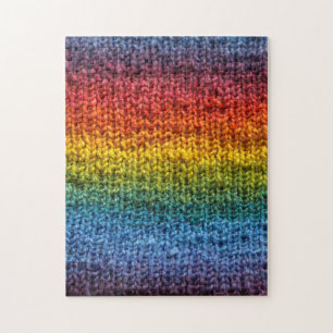 Knitting Rainbow Knit Fabric Stockinette Jigsaw Puzzle