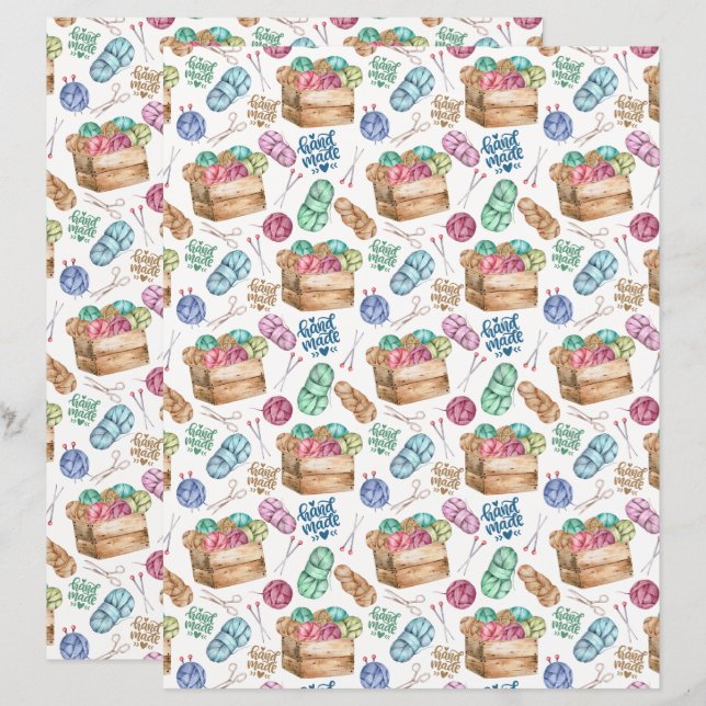 Knitting Scrapbook Paper (Front/Back)