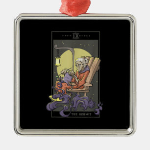 Knitting Sewing Hermit Tarot Card Crochet Quilting Metal Ornament