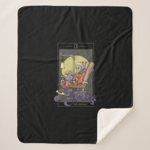 Knitting Sewing Hermit Tarot Card Crochet Quilting Sherpa Blanket