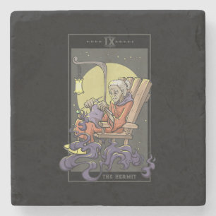 Knitting Sewing Hermit Tarot Card Crochet Quilting Stone Coaster