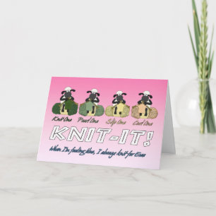 knitting sheep greeting card - when I'm feeling bl
