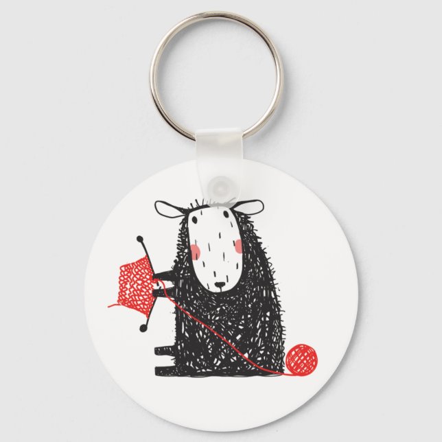 Knitting Sheep Key Chain (Front)