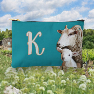 Knitting Sheep Lamb Monogram Accessory Pouch
