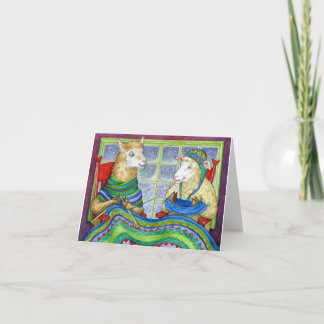 Knitting Sheep & Llama Holiday Card