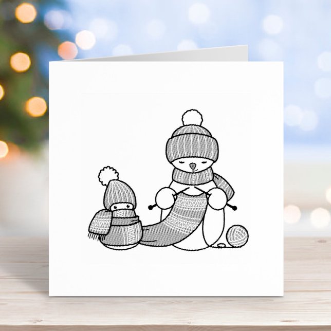 Knitting Snowman in Knitted Hat and Scarf Rubber Stamp (Creator Uploaded)