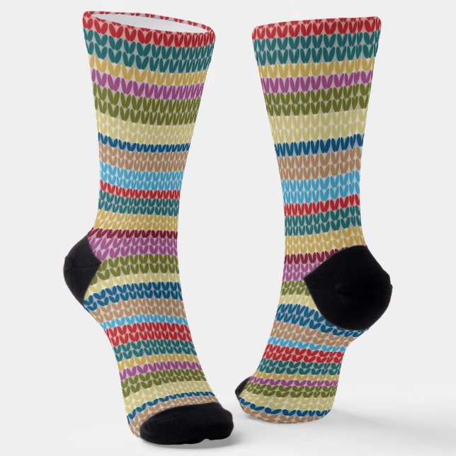 Knitting Stitch Style Striped Socks (Angled)