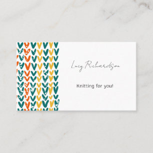 Knitting stitches colourful modern business card