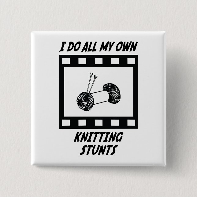 Knitting Stunts 15 Cm Square Badge (Front)