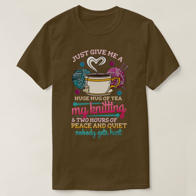 Knitting Tea Knitter Yarn  T-Shirt (Design Front)