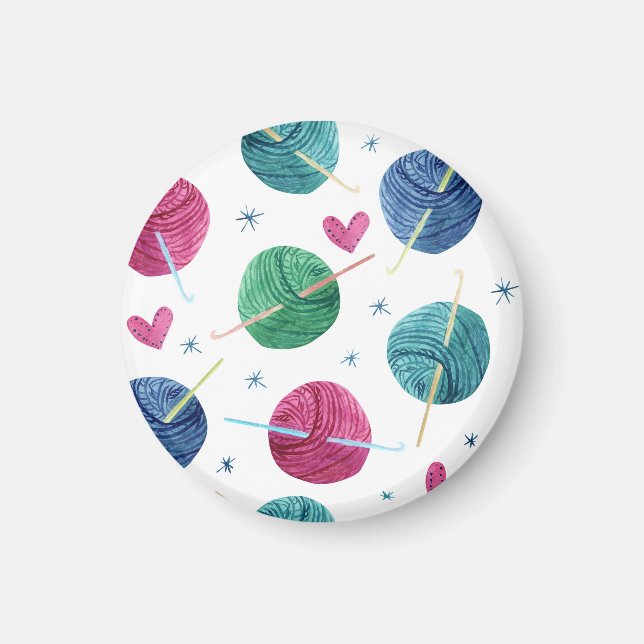 Knitting theme, watercolor seamless pattern. magnet (Front)