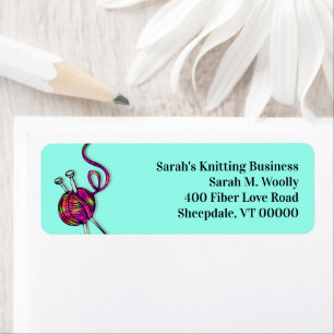 Knitting Themed Yarn n Needles Return Address Label