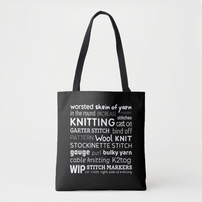 Knitting Tote Bag | Knitter's Word Collage  (Front)