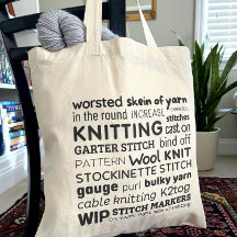 Knitting Tote Bag - Knitter's Word Collage