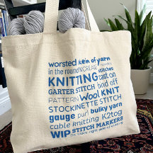 Knitting Tote Bag - Knitter's Word Collage