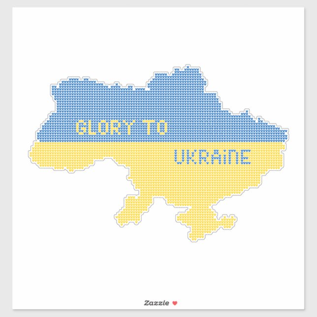 Knitting Ukrainian state map text Glory to Ukraine (Sheet)