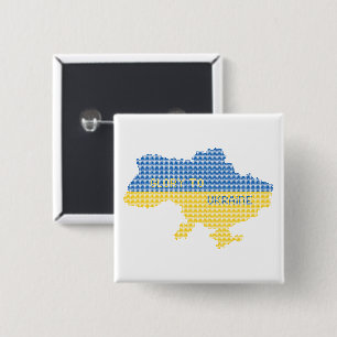 Knitting Ukrainian state map text Glory to Ukraine 15 Cm Square Badge
