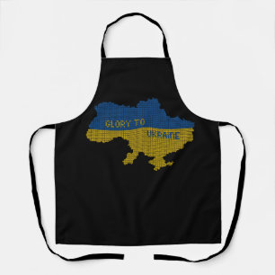 Knitting Ukrainian state map text Glory to Ukraine Apron
