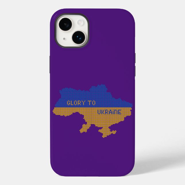 Knitting Ukrainian state map text Glory to Ukraine Case-Mate iPhone Case (Back)