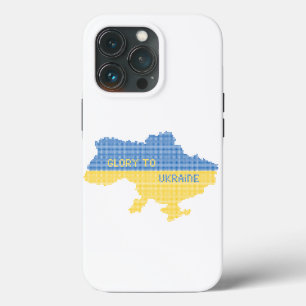 Knitting Ukrainian state map text Glory to Ukraine iPhone 13 Pro Case