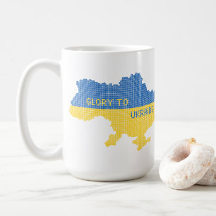 Knitting Ukrainian state map text Glory to Ukraine Coffee Mug