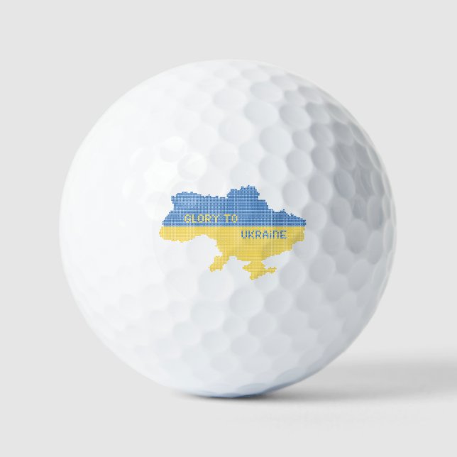 Knitting Ukrainian state map text Glory to Ukraine Golf Balls (Front)
