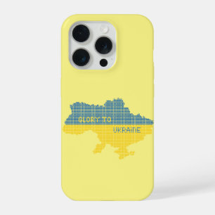 Knitting Ukrainian state map text Glory to Ukraine iPhone 15 Pro Case