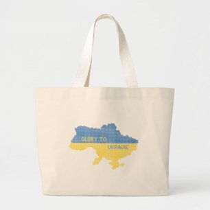 Knitting Ukrainian state map text Glory to Ukraine Large Tote Bag