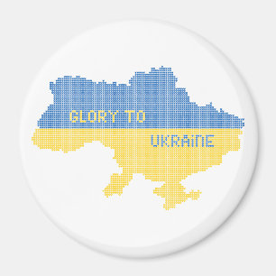 Knitting Ukrainian state map text Glory to Ukraine Magnet