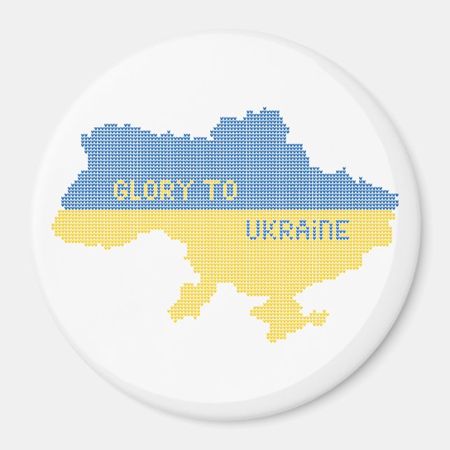 Knitting Ukrainian state map text Glory to Ukraine Magnet (Front)