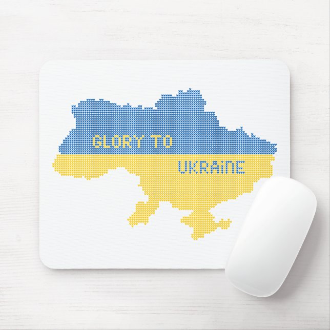 Knitting Ukrainian state map text Glory to Ukraine Mouse Pad (With Mouse)